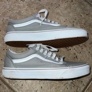 Vans Old Skool Gray Canvas White Leather Unisex Sneakers